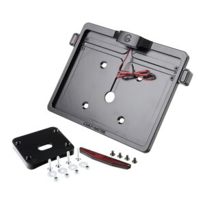 Mid-Mount License Plate Bracket and Base Plate Kit V1, Austria: 210 x 170 mm, with 3-in-1 Turn Signals Black Satin