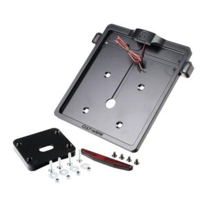 Mid-Mount License Plate Bracket and Base Plate Kit V1, Germany: 180 x 200 mm, with 3-in-1 Turn Signals Black Satin
