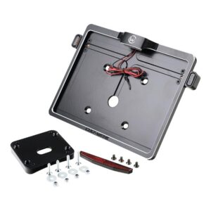 Mid-Mount License Plate Bracket and Base Plate Kit V2, Austria: 210 x 170 mm, with 3-in-1 Turn Signals Black Cut