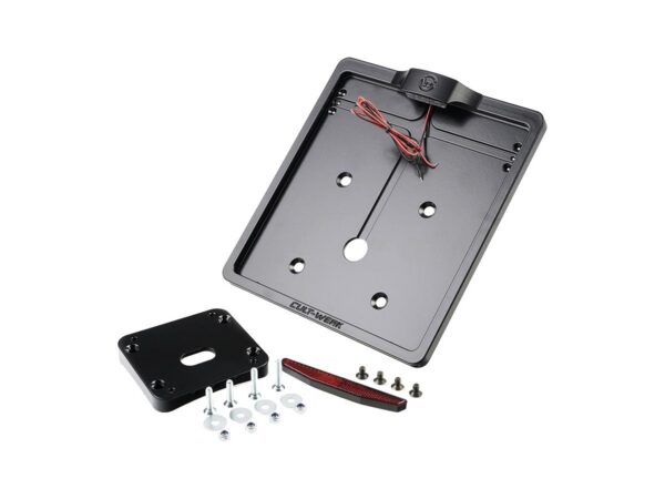 Mid-Mount License Plate Bracket and Base Plate Kit V1, Germany: 180 x 200 mm, without 3-in-1 Turn Signals Black Satin
