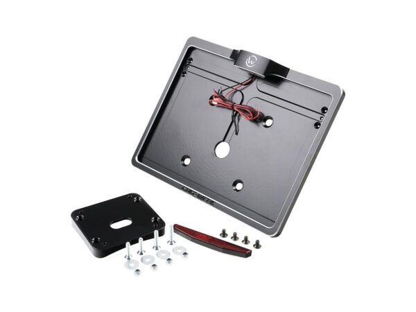 Mid-Mount License Plate Bracket and Base Plate Kit V2, Austria: 210 x 170 mm, without 3-in-1 Turn Signals Black Cut