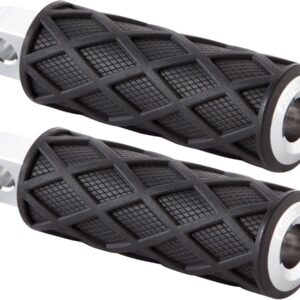 Diamond Footpegs Black Rubber Peg, Chrome End Cap Male Mount