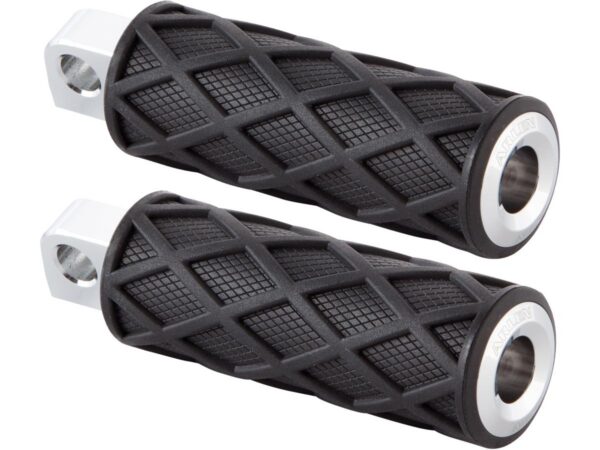 Diamond Footpegs Black Rubber Peg, Chrome End Cap Male Mount