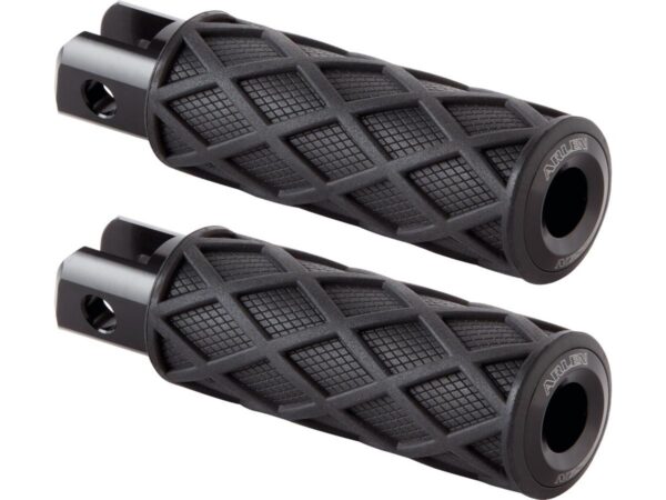 Diamond Footpegs Black Rubber Peg, Black End Cap