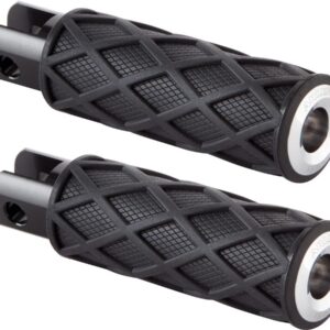 Diamond Footpegs Black Rubber Peg, Chrome End Cap