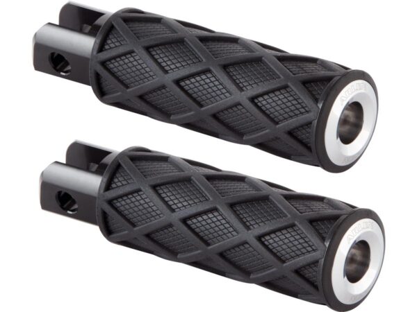 Diamond Footpegs Black Rubber Peg, Chrome End Cap