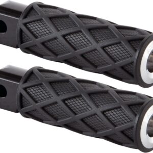 Diamond Passenger Pegs Black Rubber Peg, Chrome End Cap