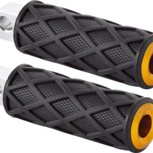 Diamond Footpegs Black Rubber Peg, Gold End Cap Male Mount