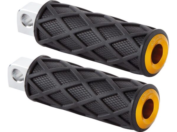 Diamond Footpegs Black Rubber Peg, Gold End Cap Male Mount