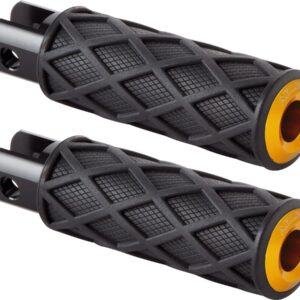 Diamond Footpegs Black Rubber Peg, Gold End Cap