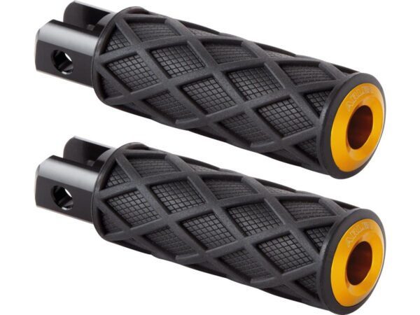 Diamond Footpegs Black Rubber Peg, Gold End Cap