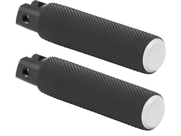 Knurled Rubber Footpegs Black Rubber, Chrome Endcap