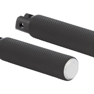 Knurled Rubber Passenger Pegs Black Rubber, Chrome Endcap