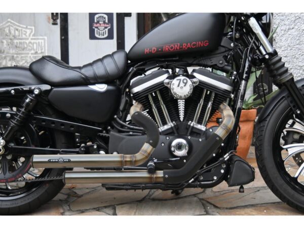 Top Chopp Staggered Exhaust System , Black Smooth Heat Shield, Black Smooth Endcap, Outline 2,5"