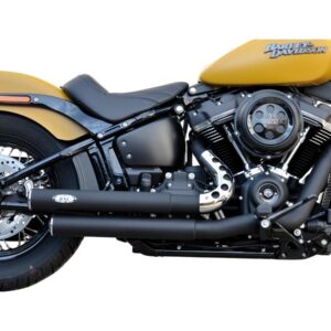 Top Chopp Staggered Exhaust System , Black Smooth Heat Shield, Black Smooth Endcap, Black 70 mm