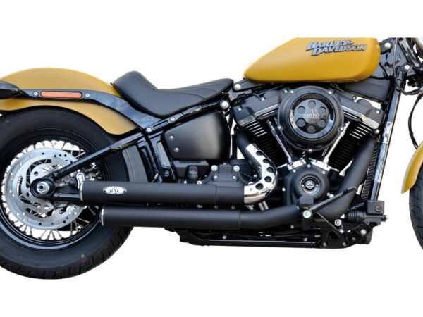 Top Chopp Staggered Exhaust System , Black Smooth Heat Shield, Black Smooth Endcap, Black 70 mm